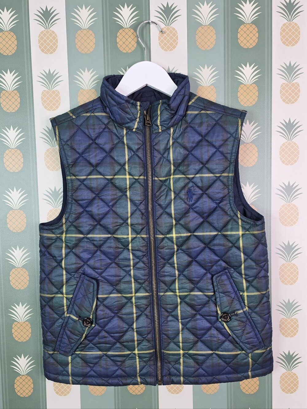 Polo Ralph Lauren Quilted Plaid Sleeveless Puffer Vest